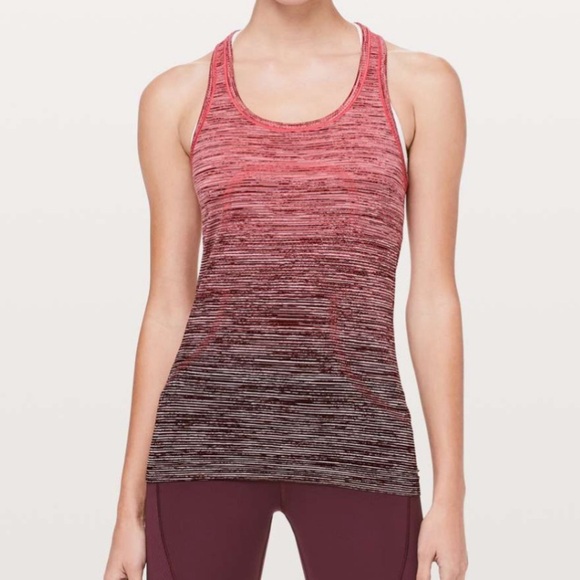 Lululemon Swiftly Tech Racerback Red Alert White Dark Sport Black Ombré Tank Top - Picture 1 of 9